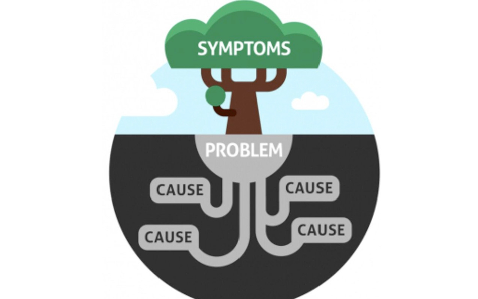 Tree where the top represents the symptom and the roots show the causes